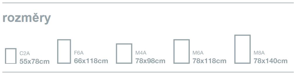 rozměry oken Rooflite trio pine s trojsklem